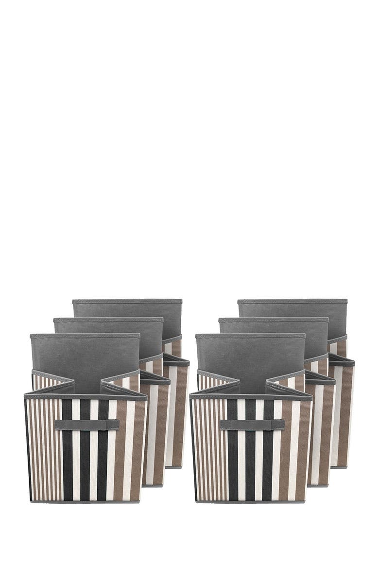SORBUS Foldable Storage Cube Basket Bin - Set of 6 - Black Line, Alternate, color, Black Lines