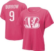 Majestic Threads Women's Majestic Threads Joe Burrow Pink Cincinnati Bengals Name & Number T-Shirt