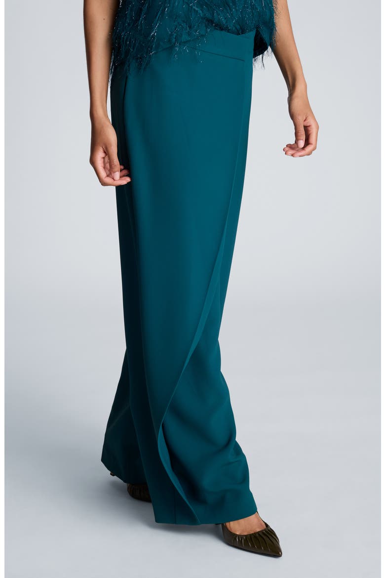 Asymmetrical Crossover Wide Leg Pants, Alternate, color, TEAL DUSK