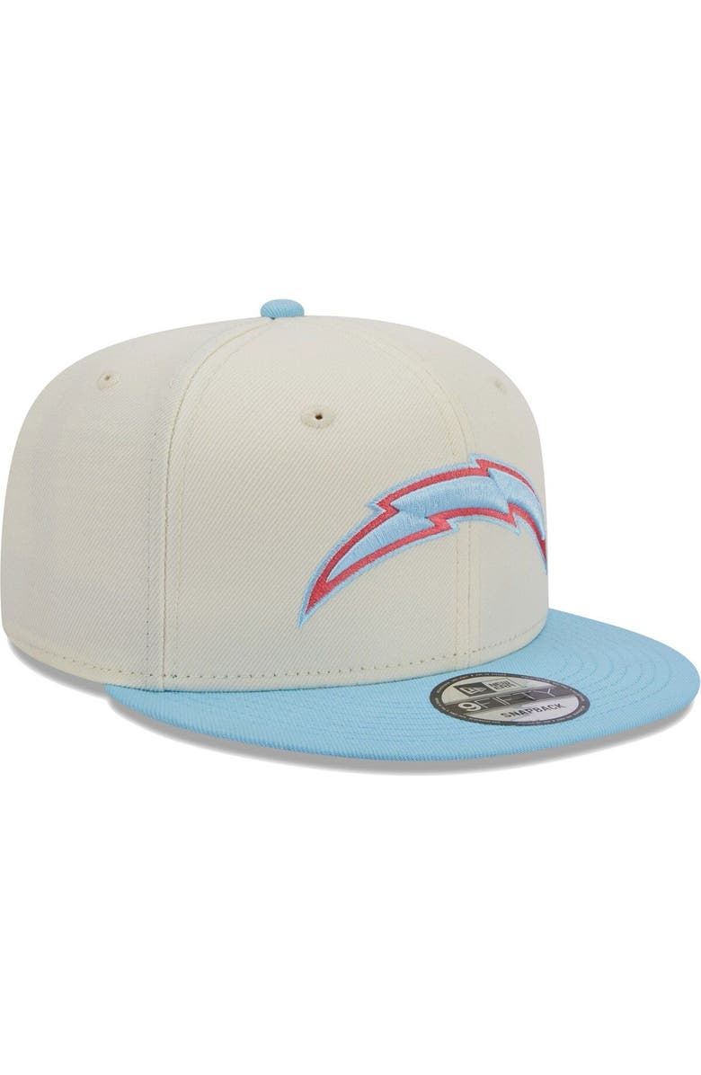 New Era Men's New Era Cream/Light Blue Los Angeles Chargers Two-Tone Color Pack 9FIFTY Snapback Hat, Alternate, color, 