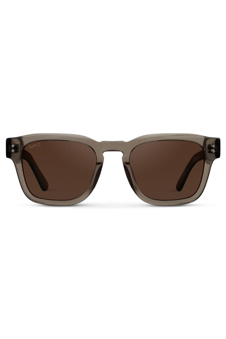 Wayne - 50mm Rectangular Polarized Sunglasses, Main, color, Crystal Gunmetal