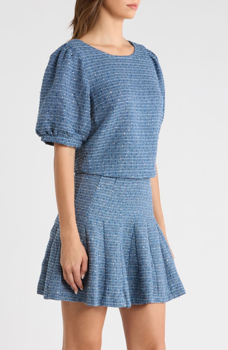 SUGARLIPS Crop Tweed Top, Alternate, color, Blue