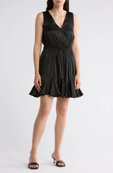 Milana Sleeveless Satin Fit & Flare Dress