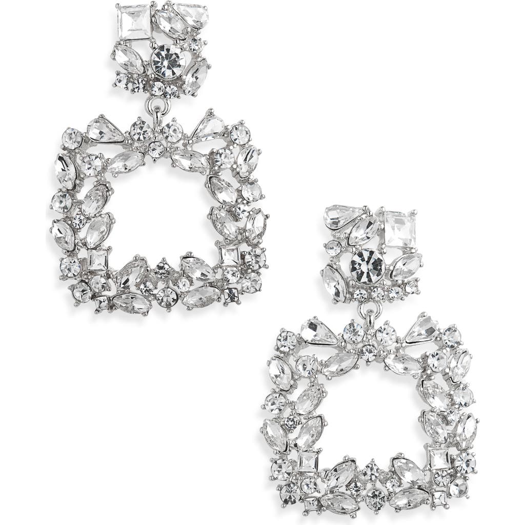 Tasha Open Square Drop Earrings In Metallic