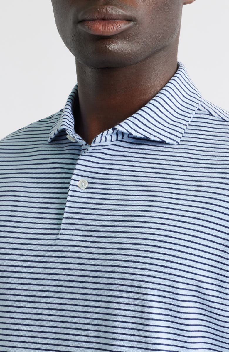 Peter Millar Crown Crafted Albatross Stripe Pima Cotton Blend Polo, Alternate, color, Blue Topaz / Navy