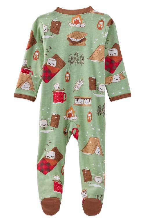 Butterblu Scout Fitted One-piece Organic Cotton Footie Pajamas In Green