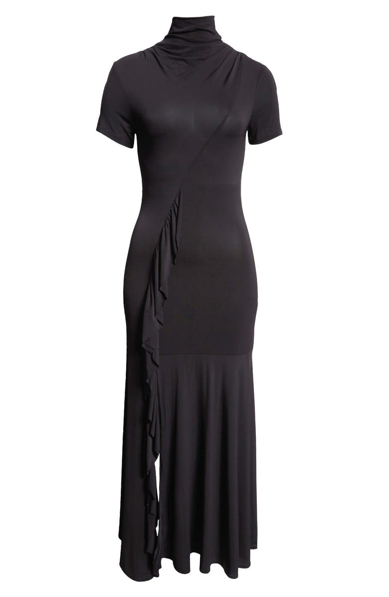 Paloma Wool Wauto Funnel Neck Ruffle Detail Jersey Midi Dress, Alternate, color, 