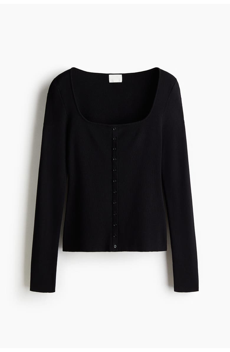 H&M Square-neck Top, Alternate, color, Black