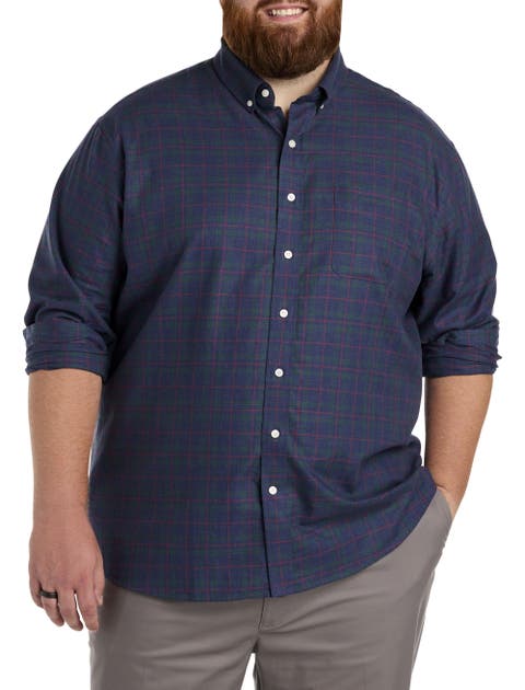 Big & Tall Heathered Plaid Sport Shirt