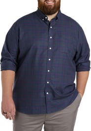 Oak Hill by DXL Big & Tall Heathered Plaid Sport Shirt