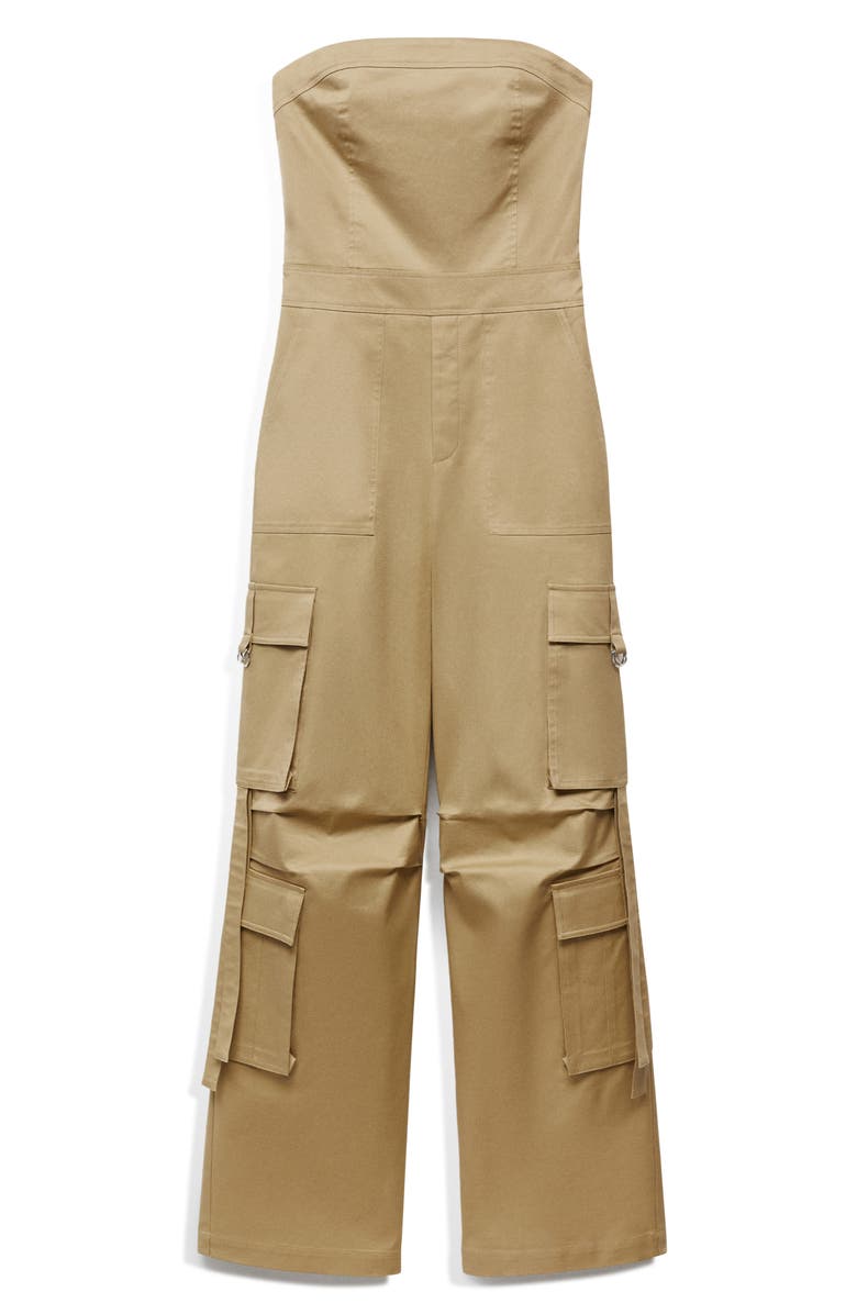 MANGO Strapless Cargo Jumpsuit, Alternate, color,
