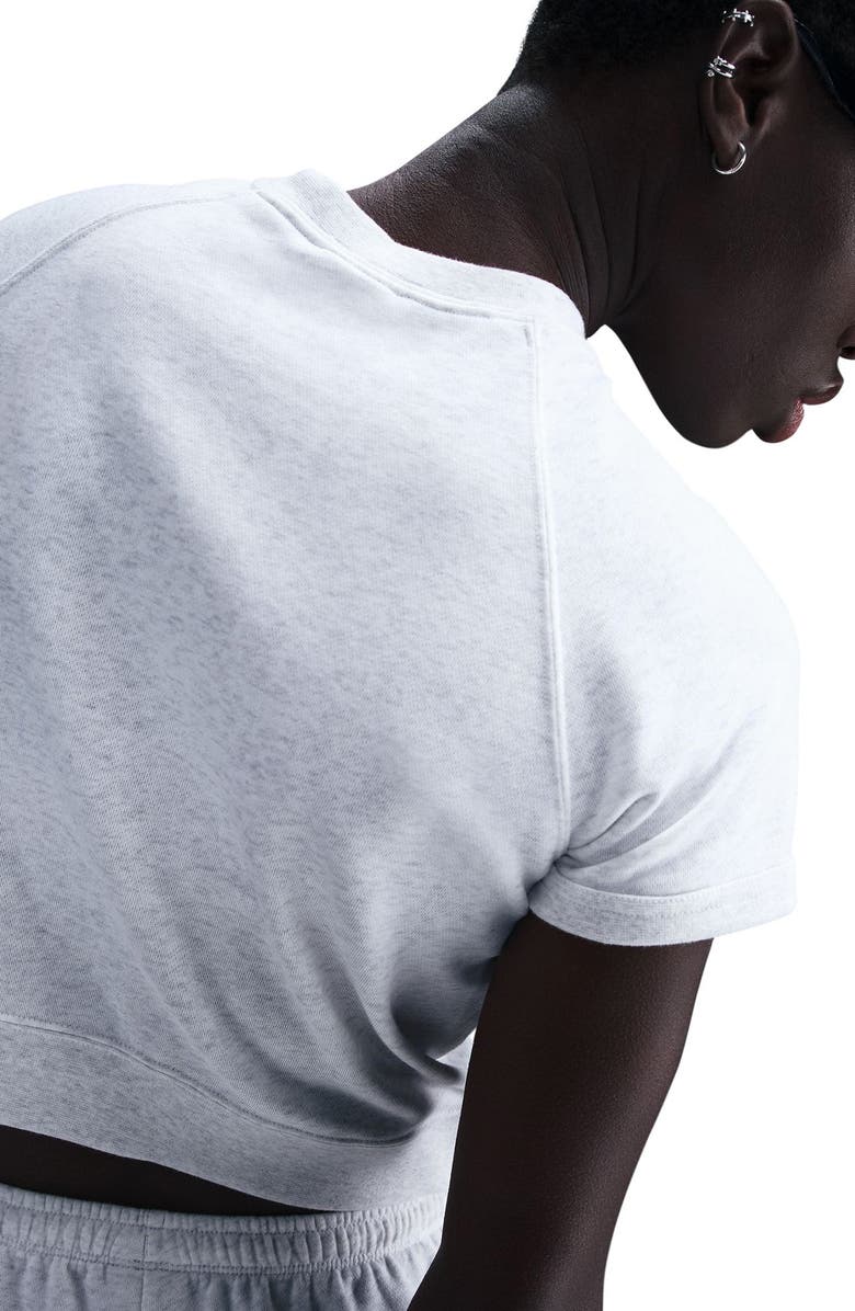 Nike Sportswear Chill Crop Cotton Blend French Terry Top, Alternate, color, Birch Heather/ Lt Orewood Brn