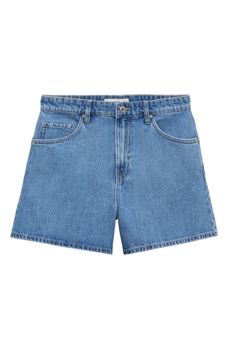 MANGO Zoey High Waist Denim Shorts, Main, color, Medium Blue
