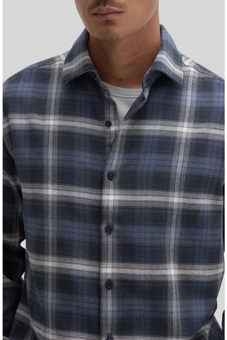 Bates Plaid Button Up Shirt, Alternate, color, DARK INDIGO
