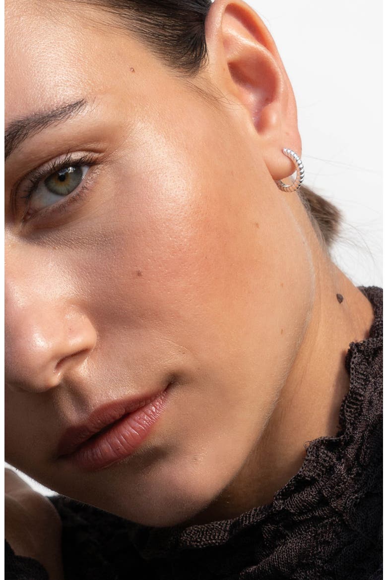 Twist Huggie Hoops, Alternate, color, Sterling Silver