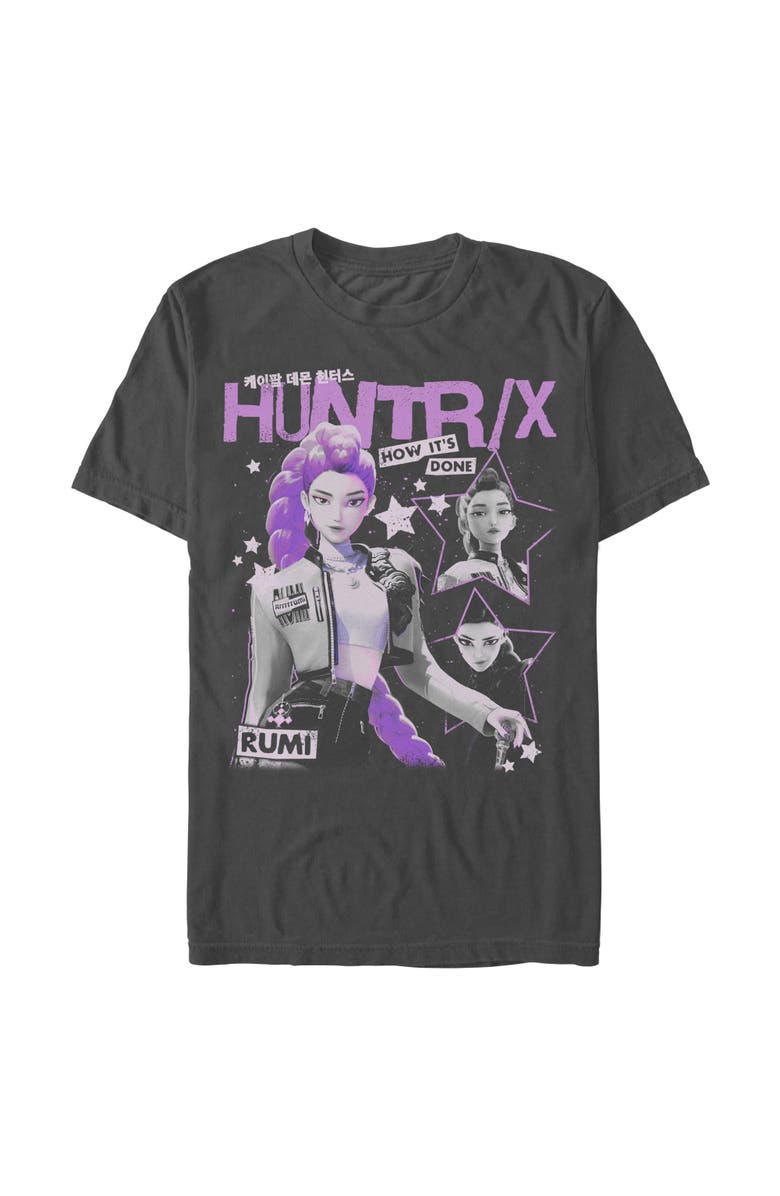 KPop Demon Hunters Men's KPop Demon Hunters Pop Star Huntrix Rumi  Graphic T-Shirt, Main, color, Charcoal