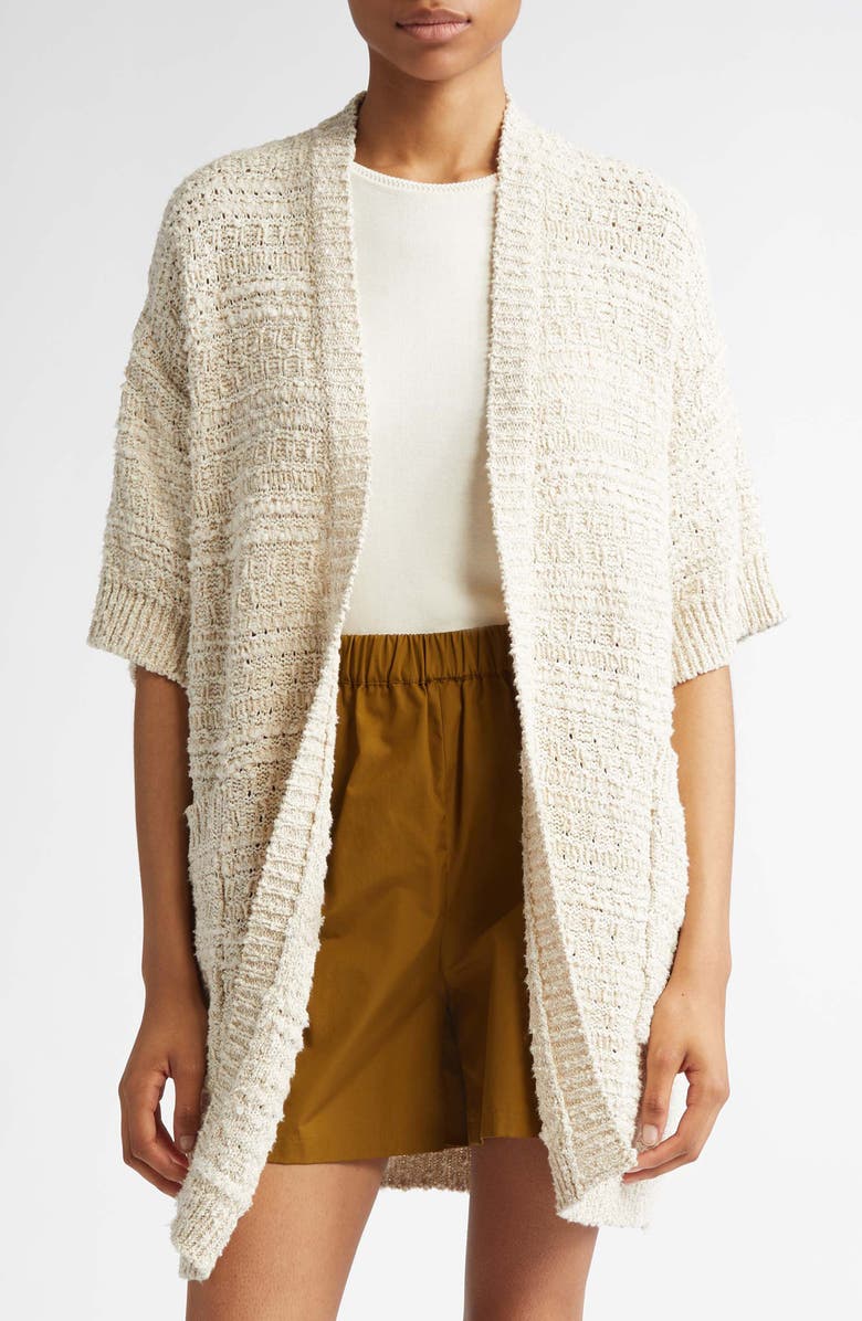 Max Mara Zulma Metallic Bouclé Cardigan, Main, color, Ivory