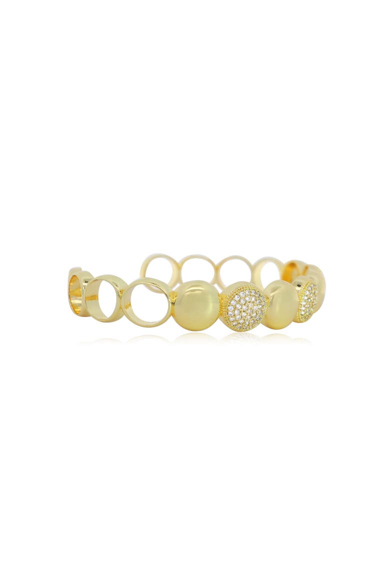 CZ Disco Cuff Bangle, Alternate, color, Gold Plated Sterling Silver