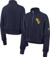 Nike Women's Nike Navy West Virginia Mountaineers Legacy Elevated Logo Cropped Half-Zip Sweatshirt