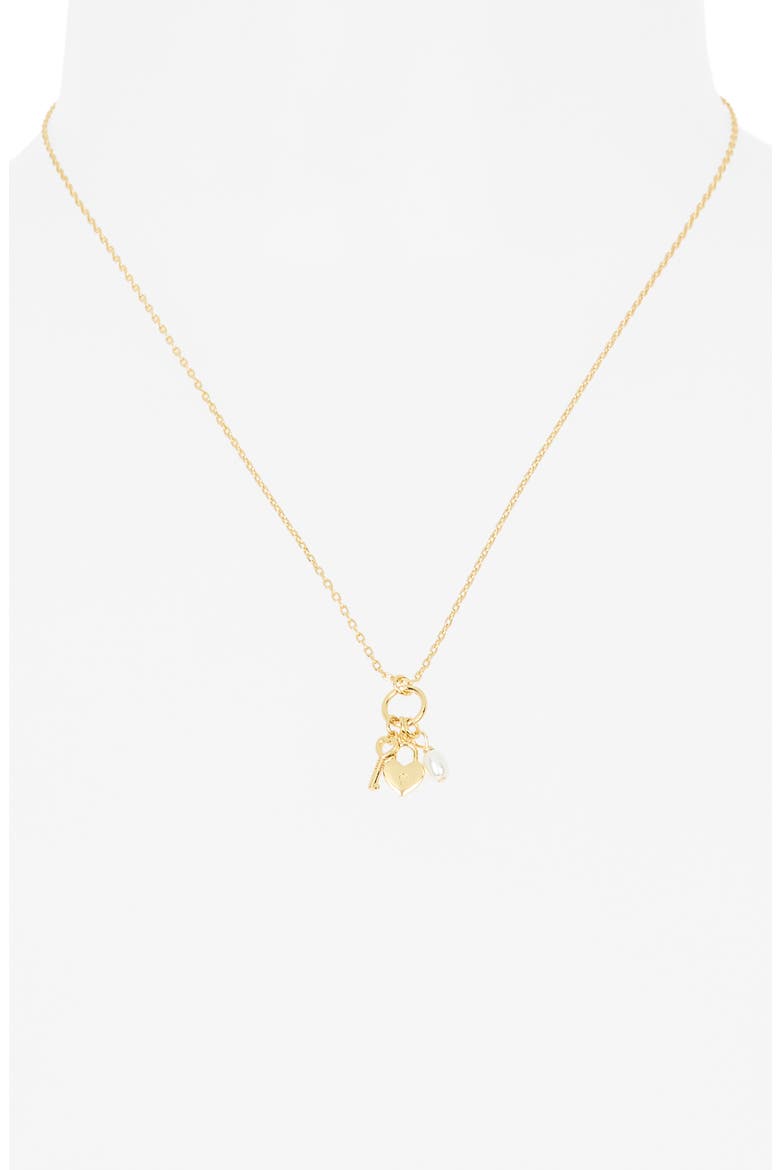 Key Charm Necklace, Alternate, color, GOLD