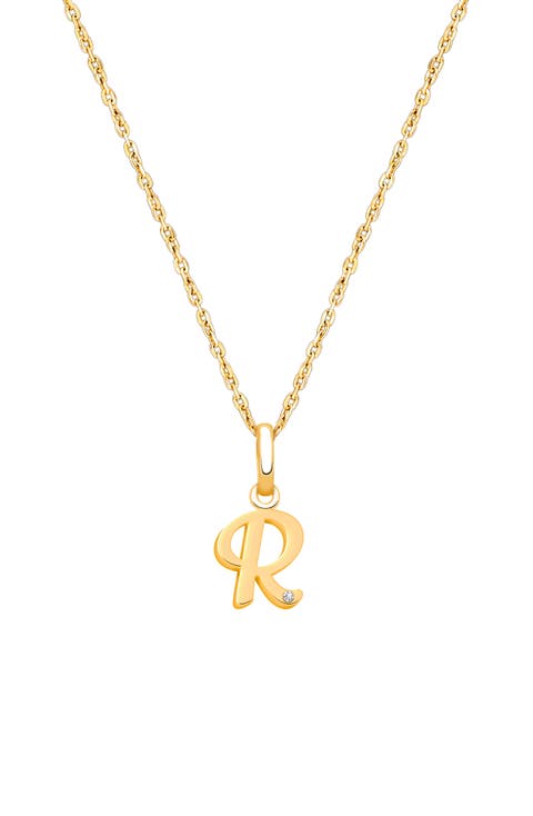 14K Gold Diamond Initial 12-14" Necklace