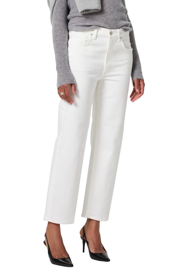 Palma High Waist Ankle Straight Leg Jeans, Main, color, SOFT WHITE