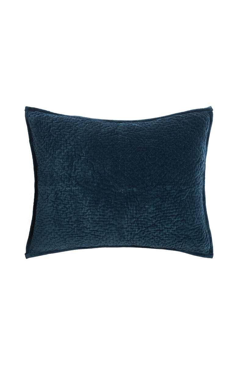 ELISABETH YORK 20" x 26" Vela Ink Cotton Standard Sham - Machine Washable, Main, color, Blue