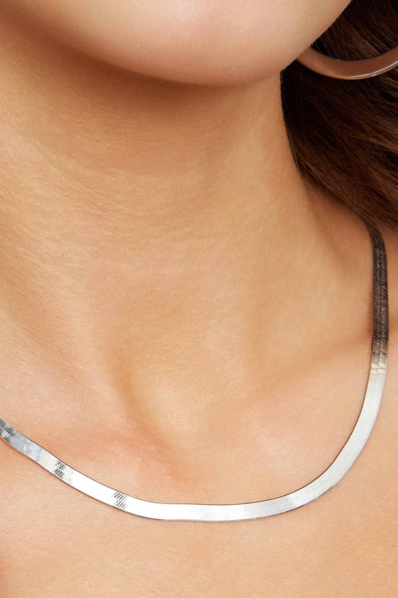 Mirage Herringbone Choker in Sterling Silver, Alternate, color, Silver