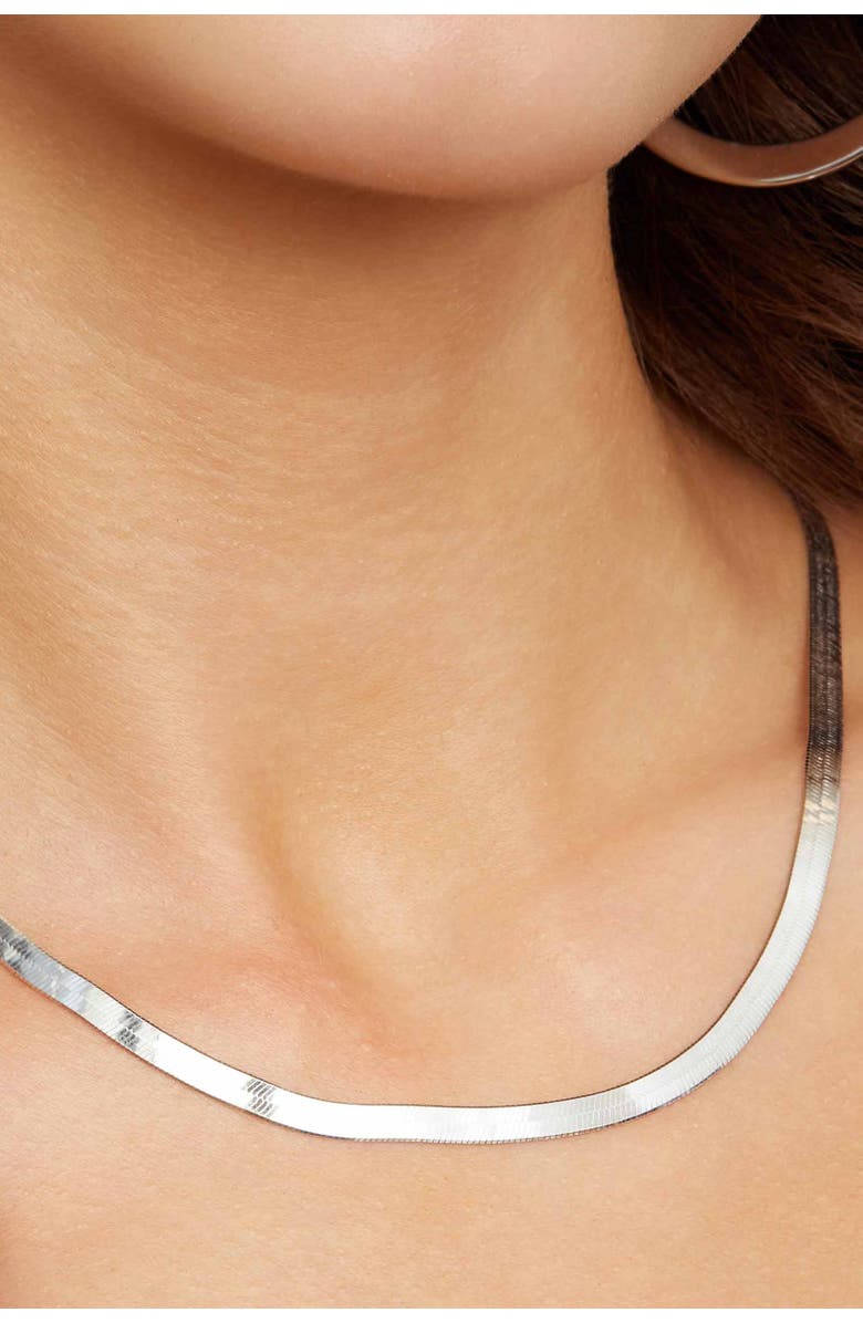 Oradina Mirage Herringbone Choker in Sterling Silver, Alternate, color, Silver