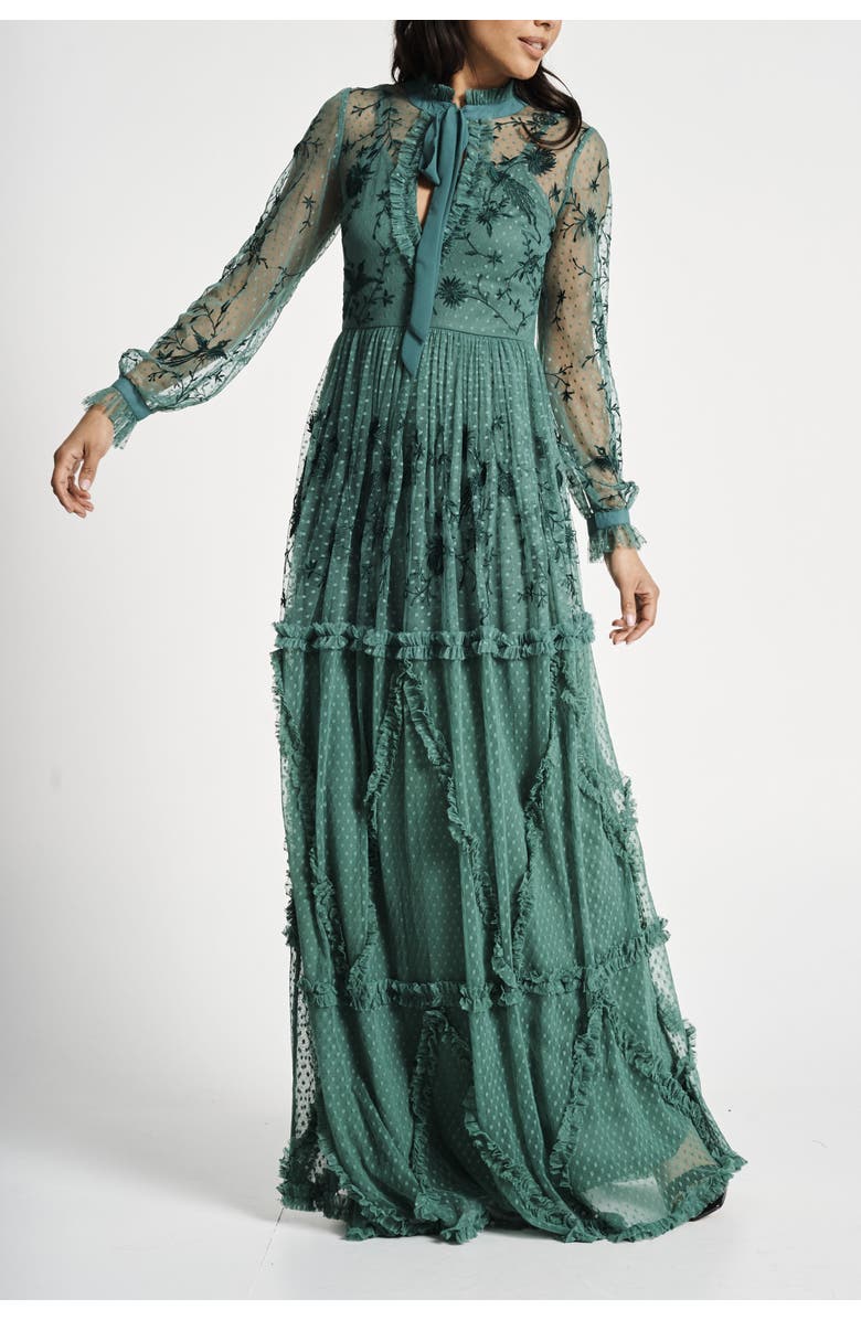 Frock and Frill Floral Embroidered Maxi Gown, Alternate, color, 