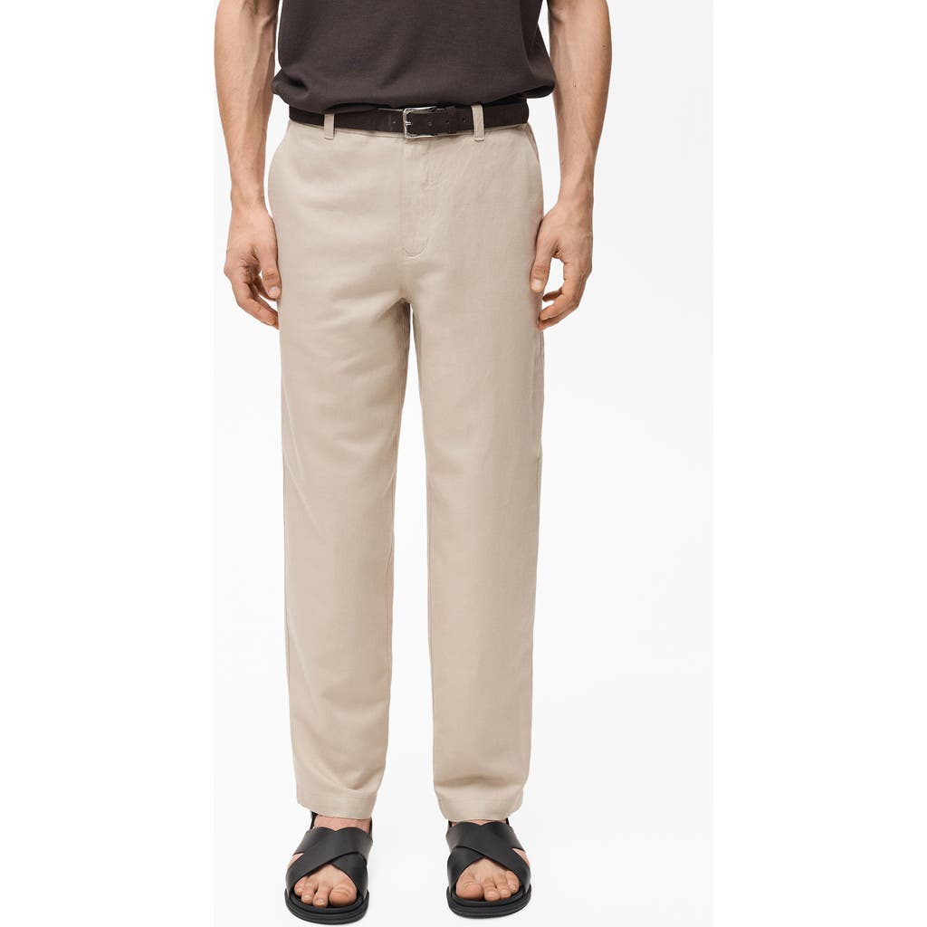 Mango Men's Regular-fit Linen Pants In Neutral