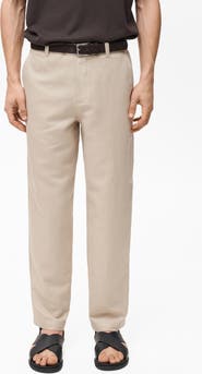 MANGO Regular Fit Linen & Cotton Pants