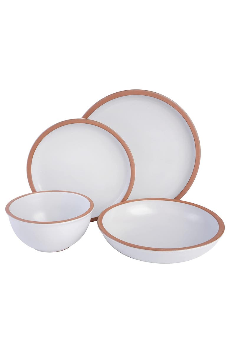 Soho Lounge Lagos 16 Piece Terracotta Double Bowl Dinnerware Set, Alternate, color, White