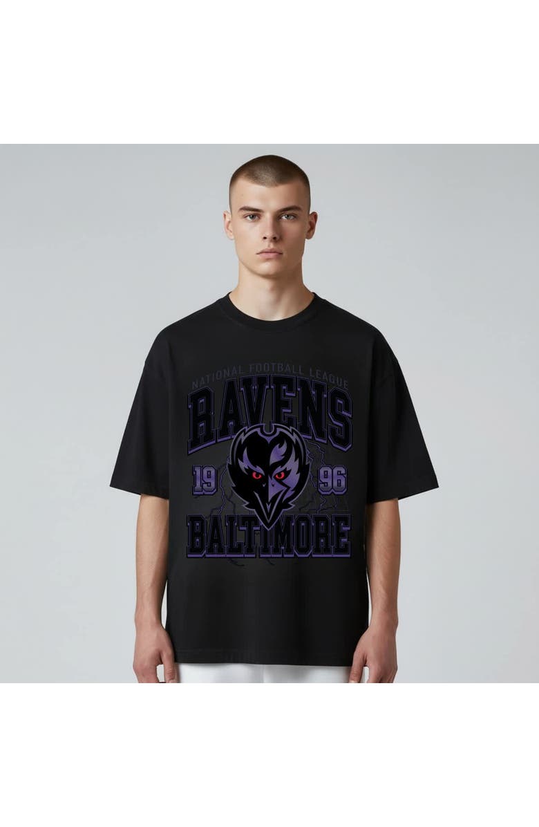 THE WILD COLLECTIVE Unisex The Wild Collective  Black Baltimore Ravens Front Facing T-Shirt, Main, color, Black