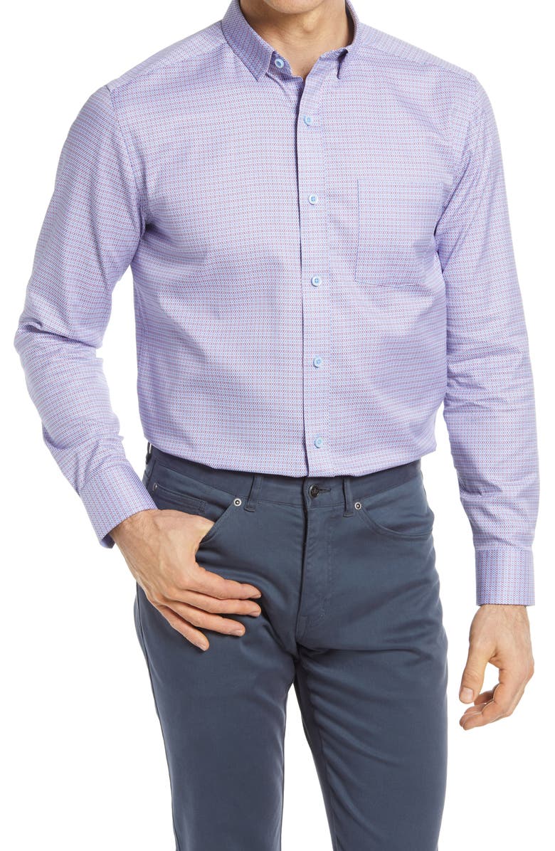 Johnston & Murphy Geometric Button-Up Shirt, Main, color, 