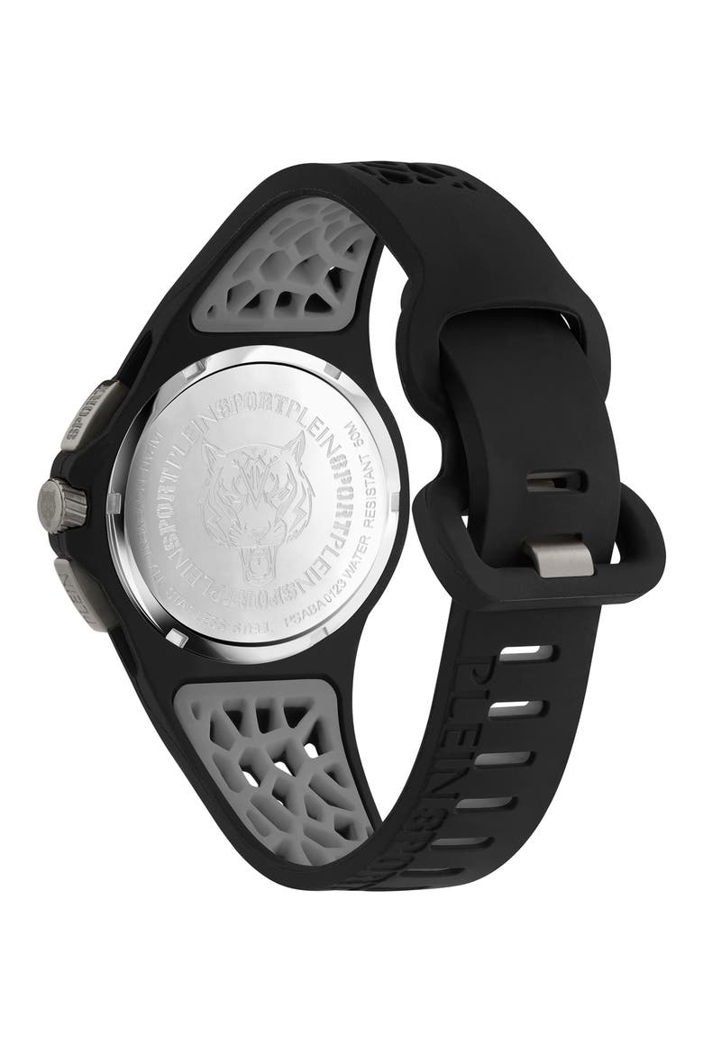 Camo Dial Three-Hand Quartz Silicone Strap Watch, 43mm, Alternate, color, GUN