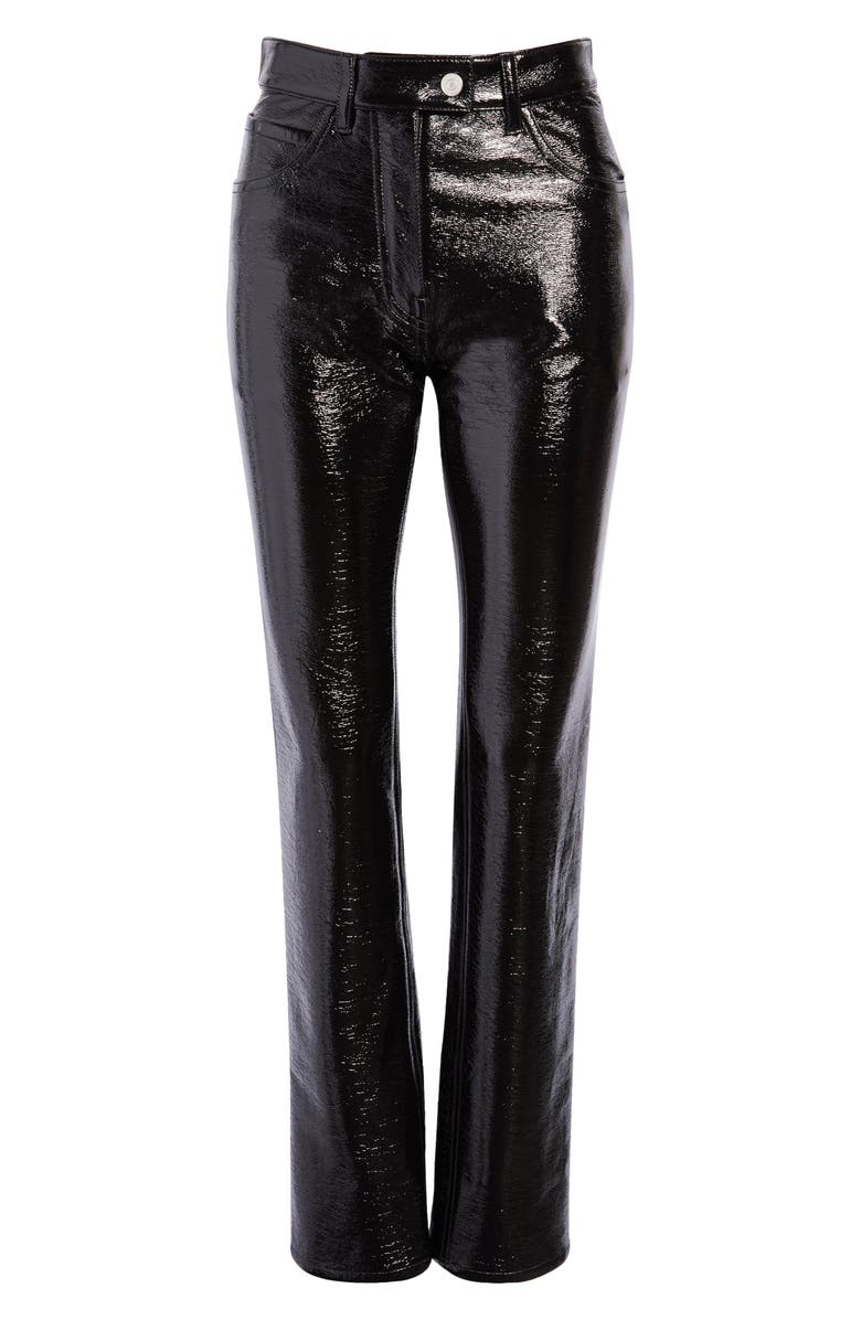 Courrèges Five Pocket Vinyl Pants, Main, color, Black