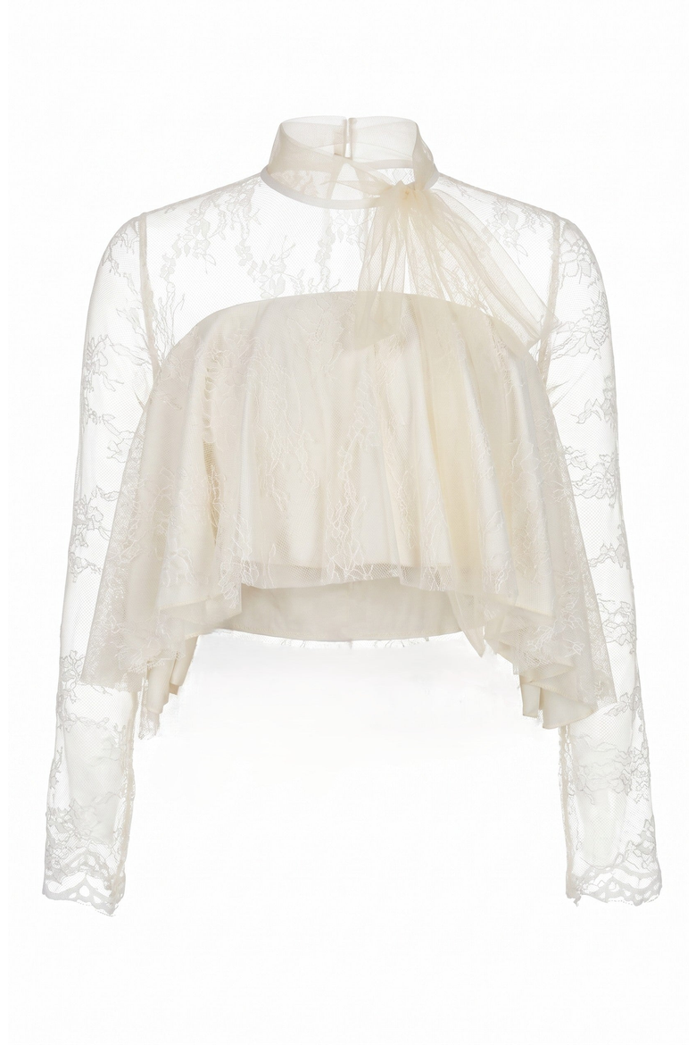 Lace Overlay Crop Top, Alternate, color, Beige
