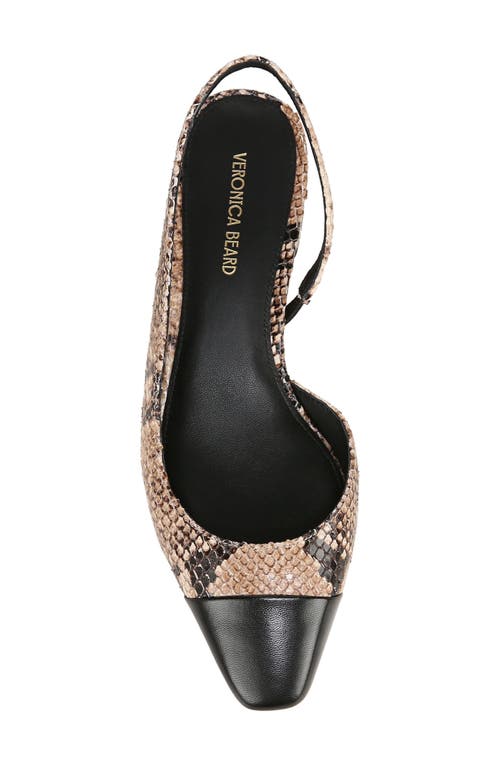 Veronica Beard Cecile Embossed Leather Slingback Flats In Latte/black