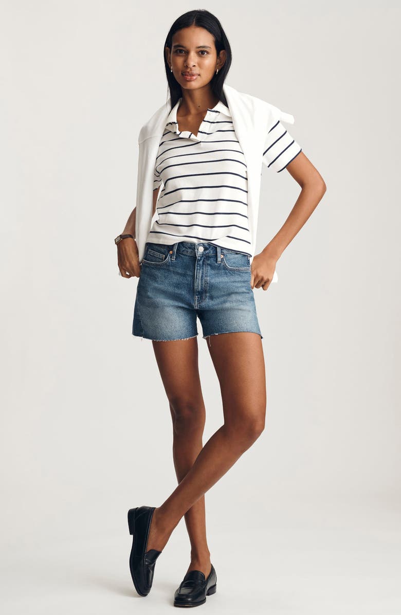 Mavi Jeans Stripe Boxy Crop Polo T-Shirt, Alternate, color,