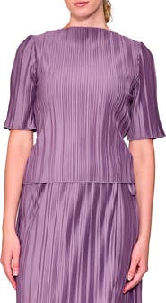 MELLODAY Elbow Sleeve Plissé Top