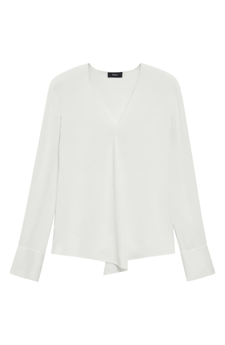 Theory Hidden Slit Silk Top, Alternate, color, Ivory