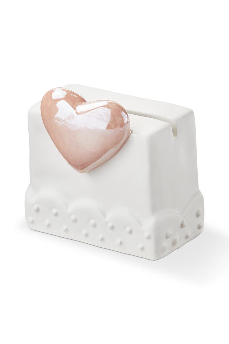 Pink Earthenware Heart Mini Photo Holder Frame 2.5 x 1.25 x 2.5 in, Main, color, Pink