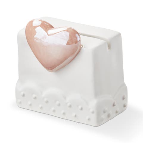 Pink Earthenware Heart Mini Photo Holder Frame 2.5 x 1.25 x 2.5 in