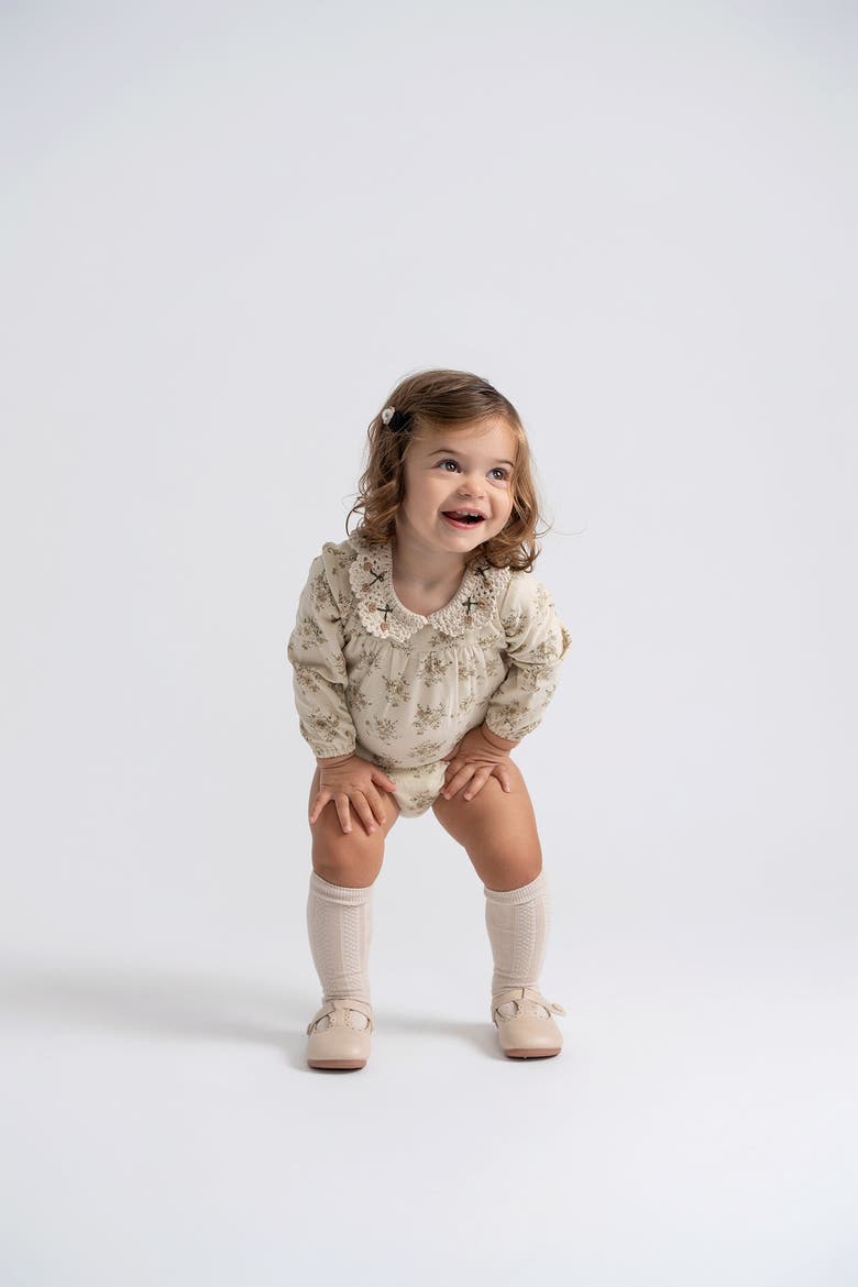 Flower Crochet Collar Corduroy Floral Bubble Romper, Alternate, color, Rose Cloud