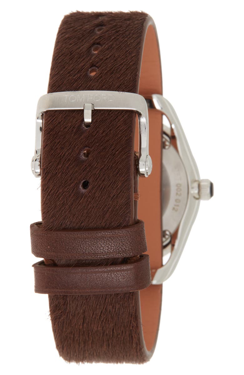 TOM FORD White Dial Leather Strap Watch, 34mm, Alternate, color,