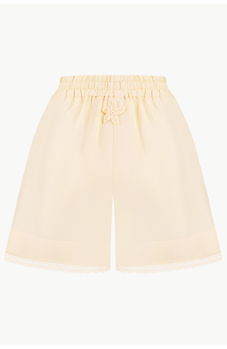 Malva Florea Lace-Trimmed High-Waisted Shorts, Alternate, color, Light Apricot