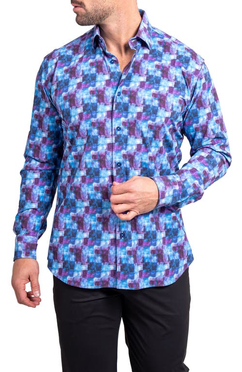 Maceoo Fibonacci Ascension Contemporary Fit Button-up Shirt In Blue
