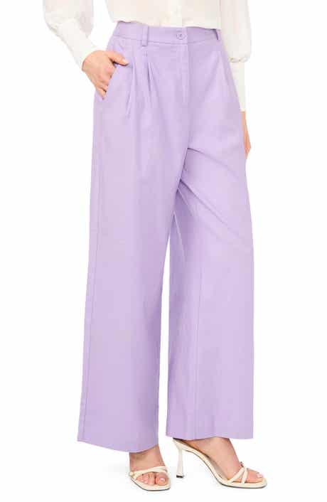 Pleated High Waist Linen Blend Dress Pants