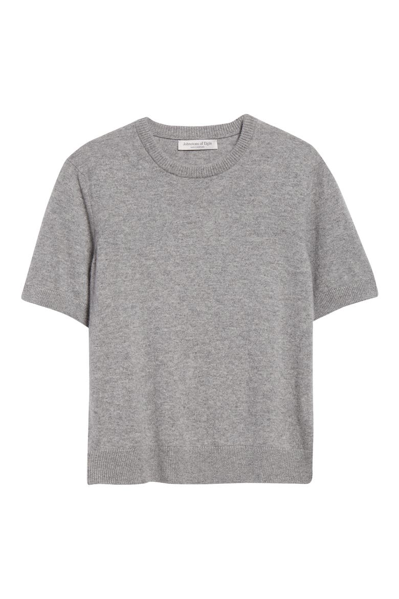 Classic Cashmere Short Sleeve Sweater, Alternate, color, LIGHT GREY
